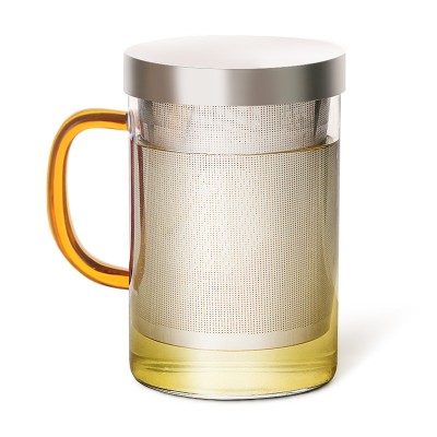 High Borosilicate Glass tea Cup with 304 stainless steel filter and lid