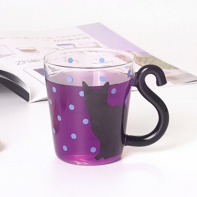 Kawaii Cat Handle Glass Mugs Coffee Tea Milk Cups Clear Borosilicate Lover Gift